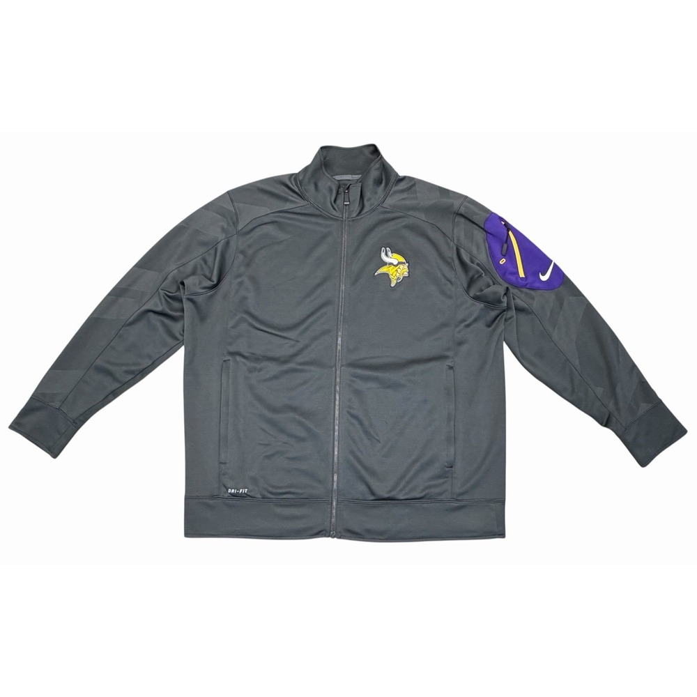 Nike Minnesota Vikings Jacket Men 2XL XXL Full Zip On Field Dri Fit NFL Football